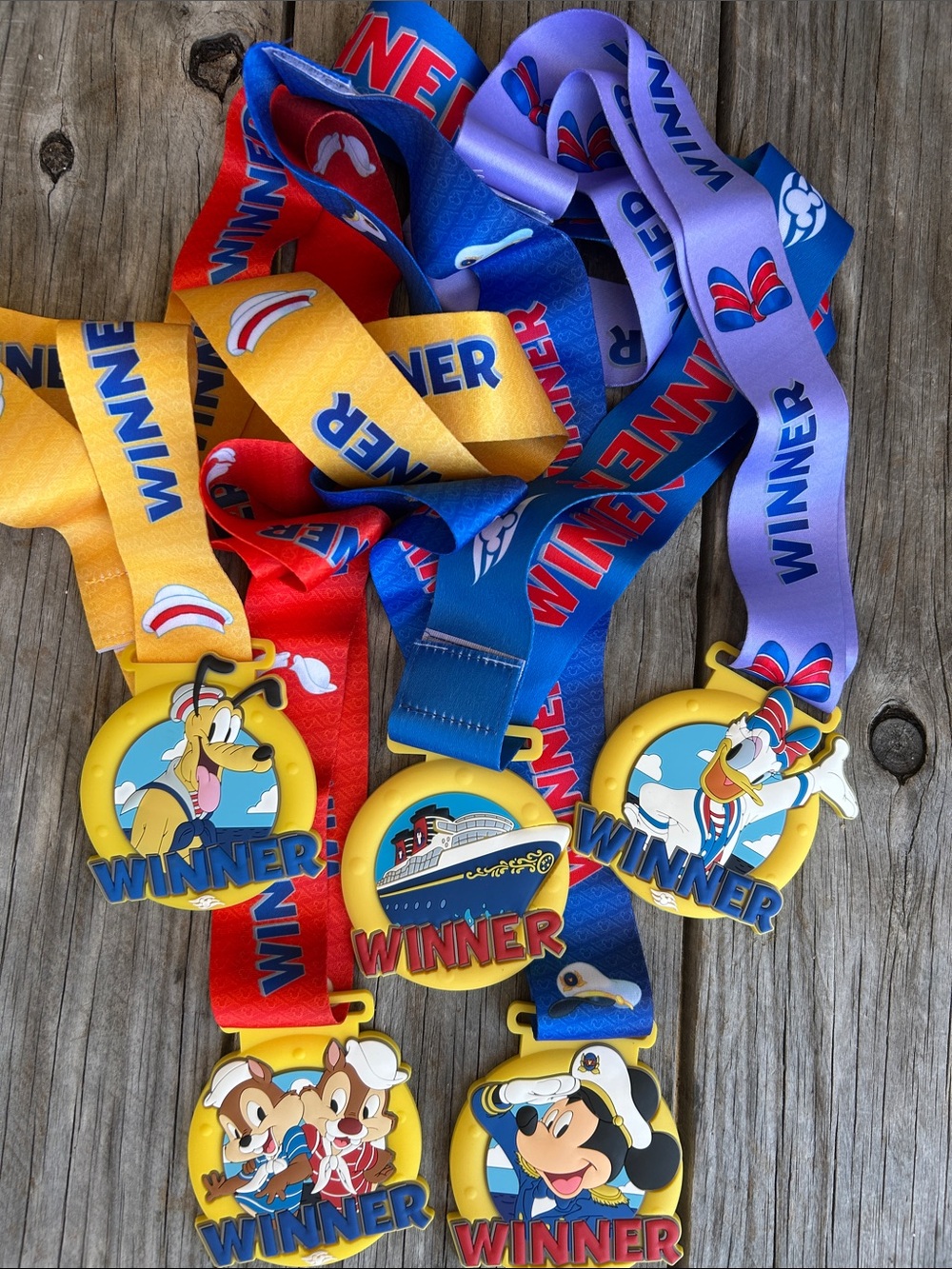 LOT OF 5 Disney Cruise Line DCL Trivia Winner Medal Lanyard Mickey Minnie